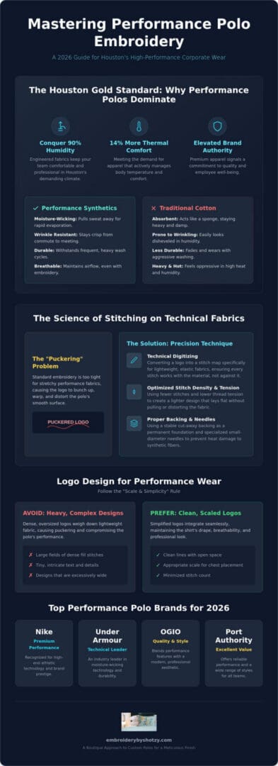 Performance Polo Embroidery in Houston: The 2026 Guide to Professional Activewear