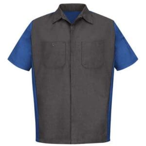 Red Kap SY20 Men's Short Sleeve Automotive Crew Shirt - Charcoal/Royal front