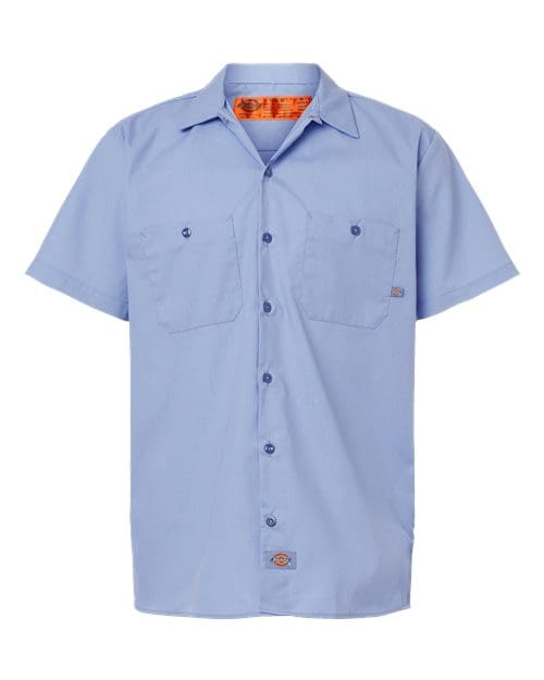 Dickies S535 Men's Industrial Short Sleeve Work Shirt - Light Blue front