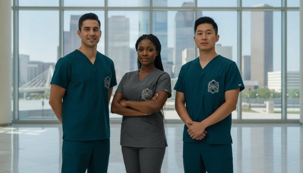 Custom Embroidered Scrubs for Texas Medical Center Professionals