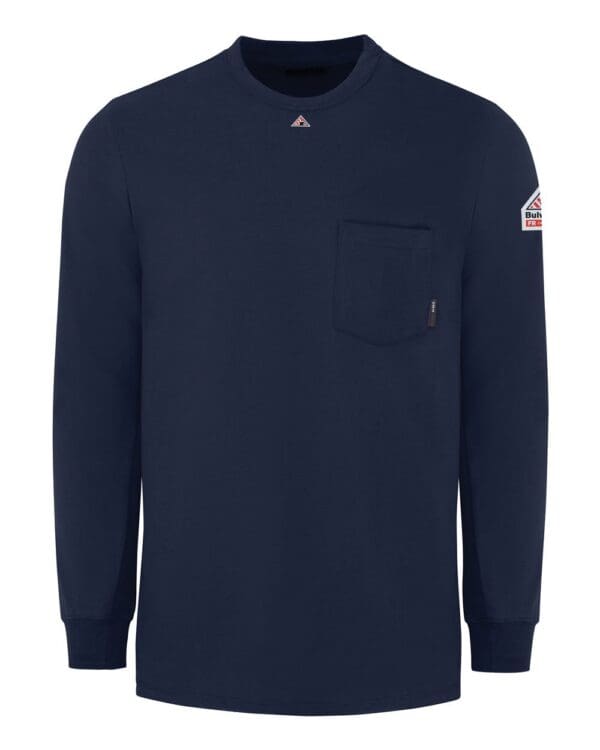 Bulwark SET2 Men's FR Long Sleeve T-Shirt in Navy, front