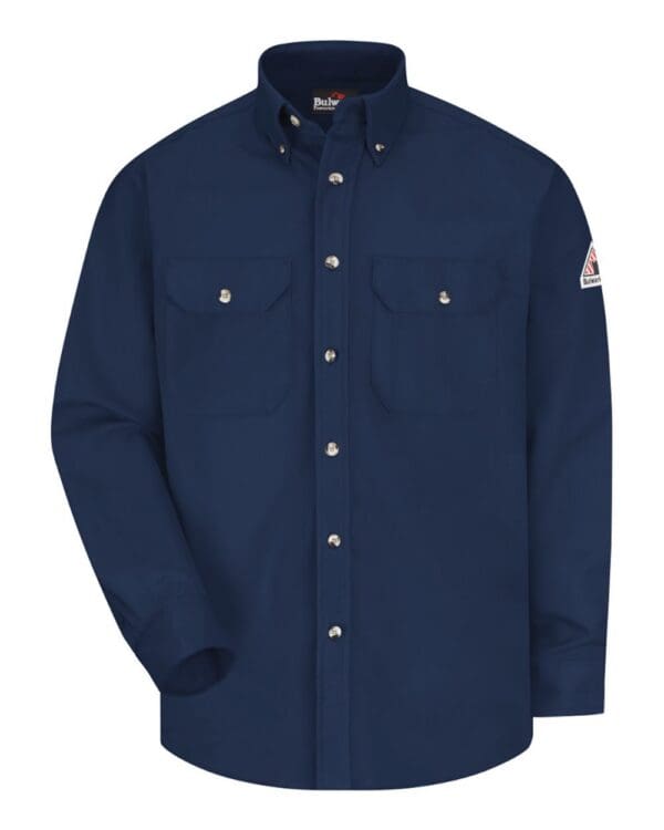 Bulwark SLU2 Men's FR Midweight Dress Uniform Shirt in Navy, front