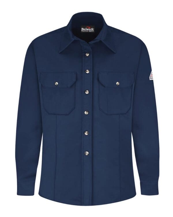 Bulwark SLU3 Women's FR Midweight Dress Uniform Shirt in Navy, front
