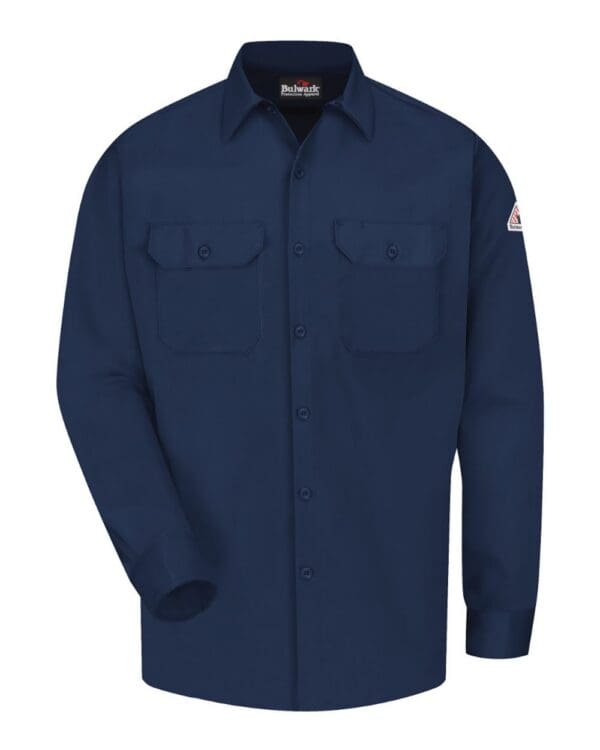 Bulwark SLW2 Men's FR Midweight ComforTouch® Work Shirt in Navy, front