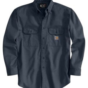 Carhartt FRS160 Men's FR Twill Long Sleeve Work Shirt in Dark Navy, front
