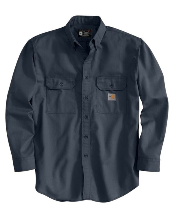 Carhartt FRS160 Men's FR Twill Long Sleeve Work Shirt in Dark Navy, front