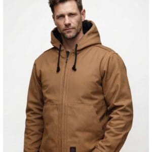 Forge FR MFRIJDH006 Men's FR Insulated Duck Jacket with Detachable Hood in Brown, front