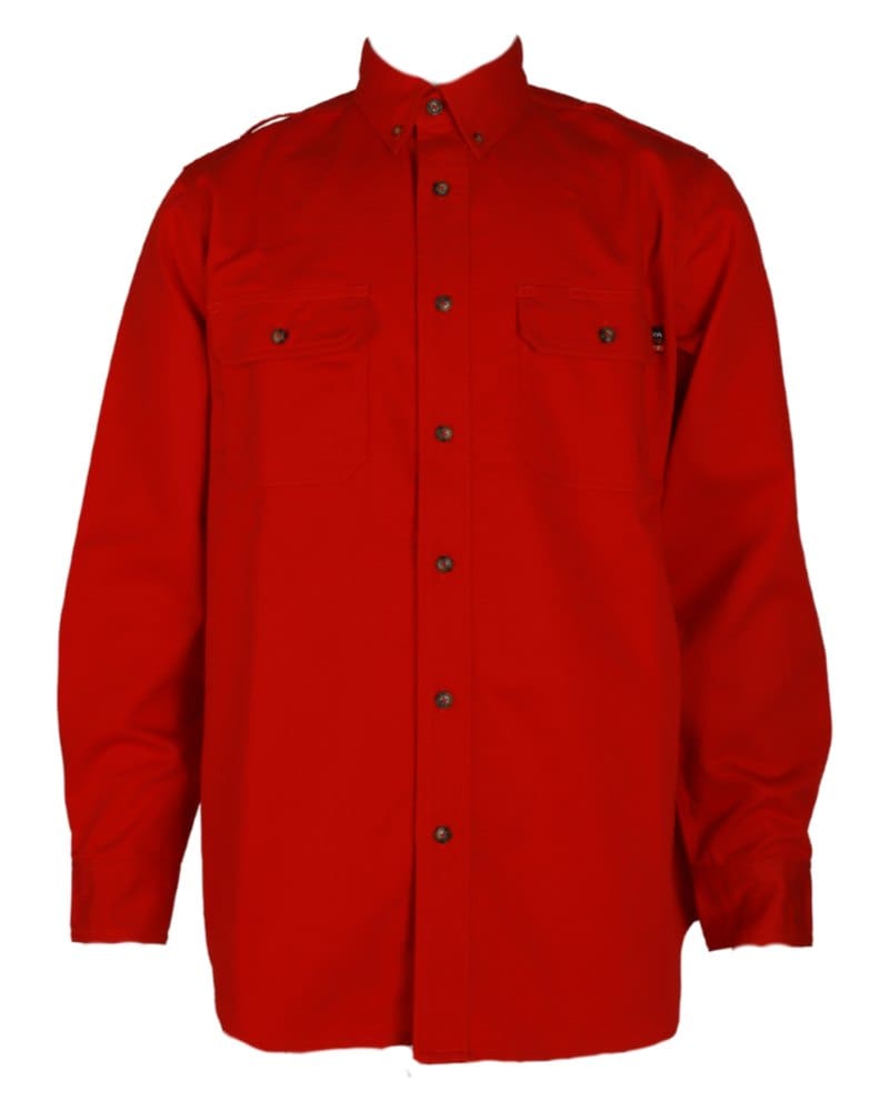 Forge FR MFRLB2PS024 Men's FR Solid Button Work Shirt in Red, front