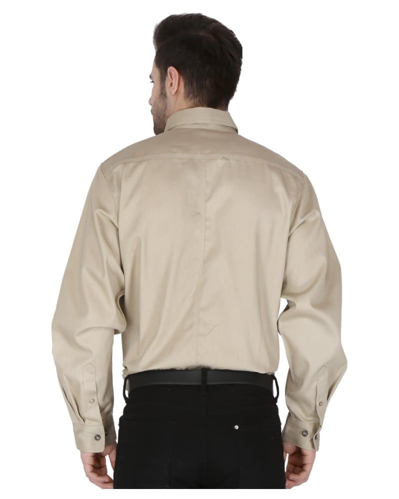 Forge FR MFRLB2PS024 Men's FR Solid Button Work Shirt in Stone, back