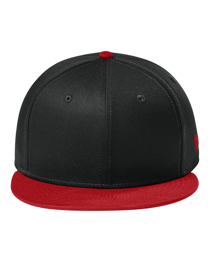 New Era NE400 Flat Bill Snapback Cap - Flag Black/Scarlet front