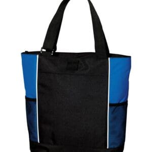 Port Authority B5160 Panel Tote - Black/Royal front