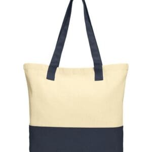 Port Authority BG414 Colorblock Cotton Tote - Natural/Navy front