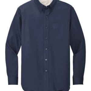 Port Authority S608 Long Sleeve Easy Care Shirt - Navy/Light Stone front
