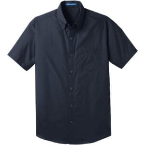 Port Authority W101 Short Sleeve Carefree Poplin Shirt - River Blue Navy front