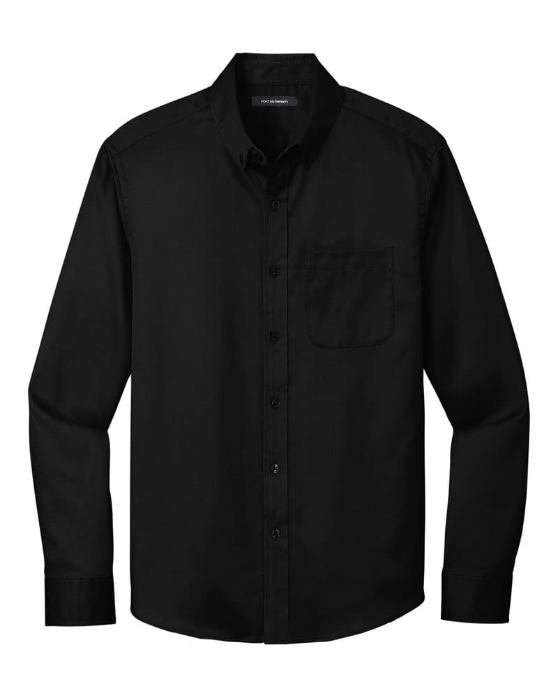 Port Authority W808 Long Sleeve SuperPro React™ Twill Shirt - Deep Black front
