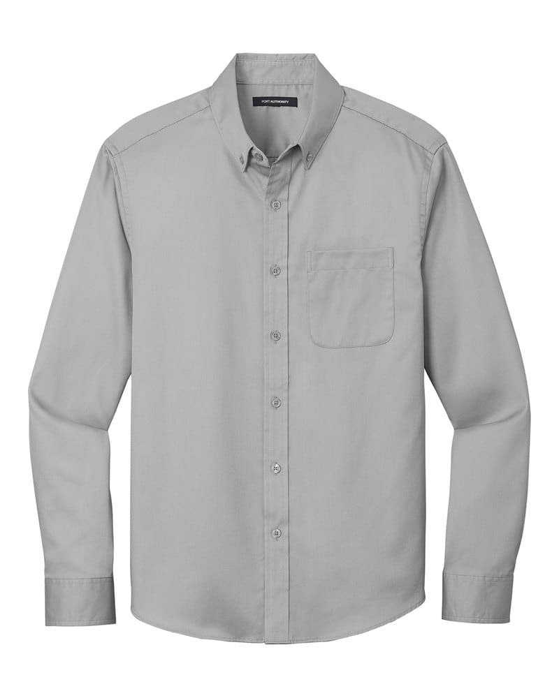 Port Authority W808 Long Sleeve SuperPro React™ Twill Shirt - Gusty Grey front