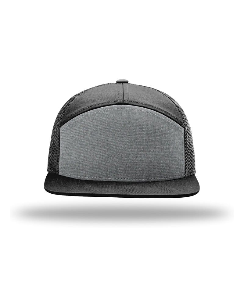 Richardson 168 7-Panel Trucker - Heather Grey/Black/Black front