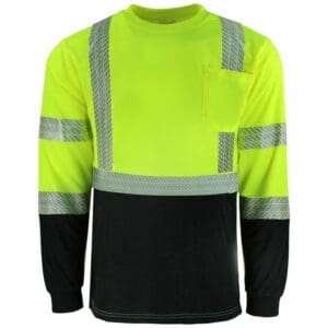Safety Brite SB-C3LSBBSEG Class 3 Hi-Vis Long Sleeve T-Shirt in Yellow, front