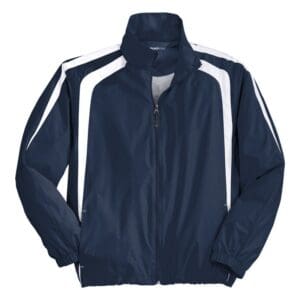 Sport-Tek JST60 Colorblock Raglan Jacket - True Navy/White front