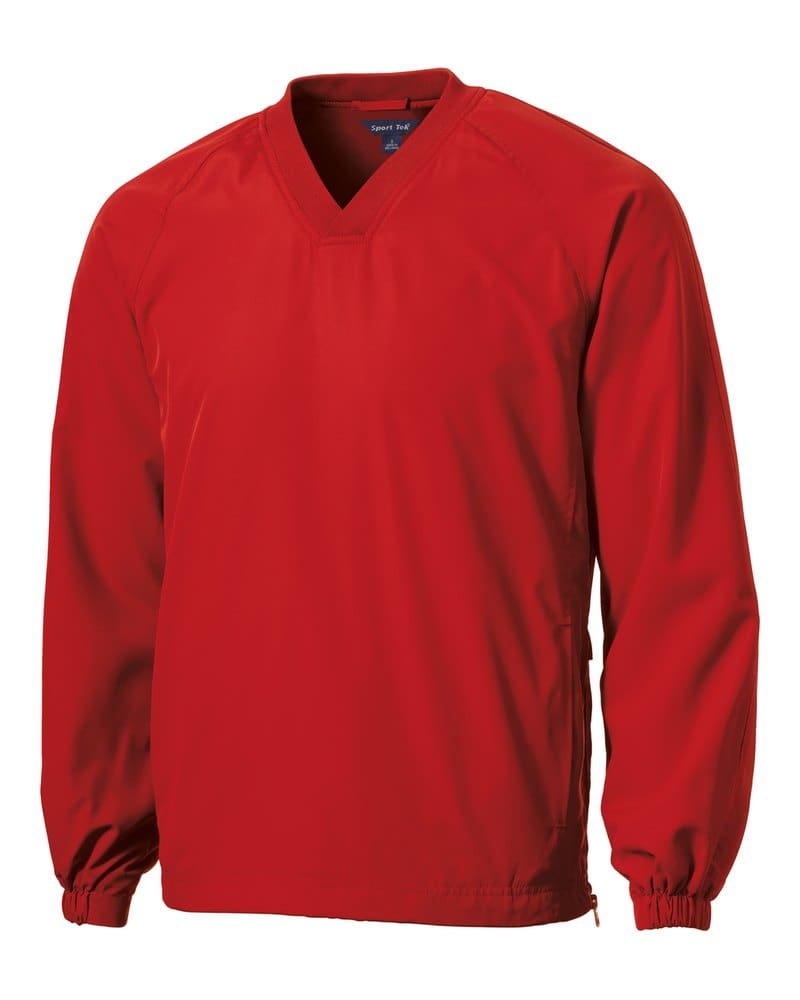 Sport-Tek JST72 V-Neck Raglan Wind Shirt - True Red front